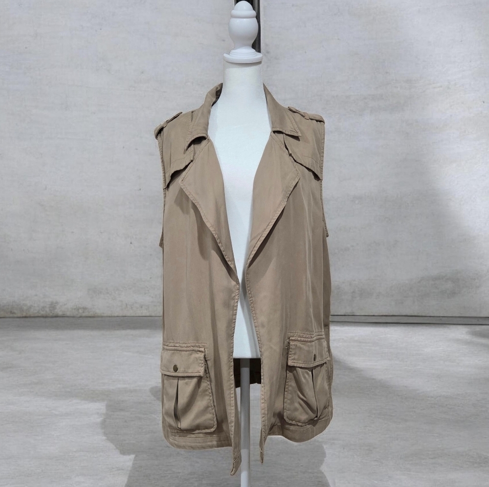 Lucky Brand Women Size L Open Front Pockets Safari Utility Safari Cargo Vest - Picture 9 of 9